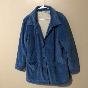 BLAIR Vintage Sherpa Lined Blue Corduroy Coat